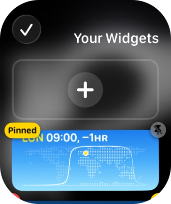 Press the pin widget icon on the required widget to pin it to the top of the stack.
