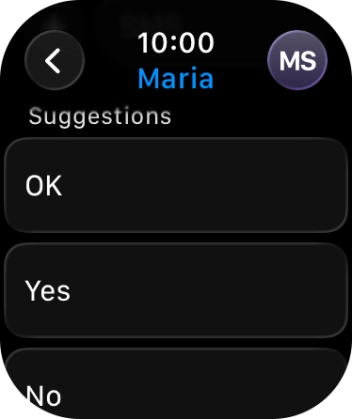 Press the required quick reply.