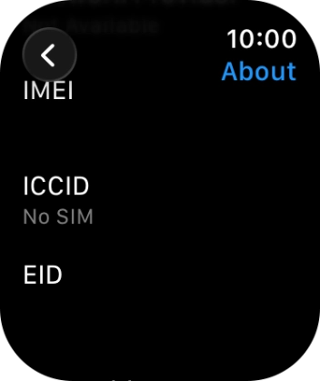 Your Apple Watch EID number is displayed below EID.