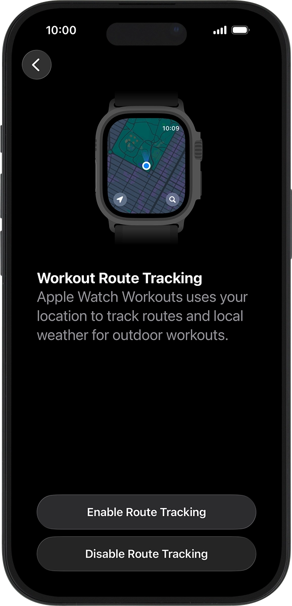 On your phone: Press the required setting to turn location sharing for outdoor activities on or off.