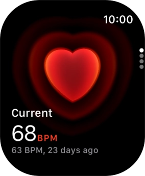 Your current heart rate is displayed below Current.