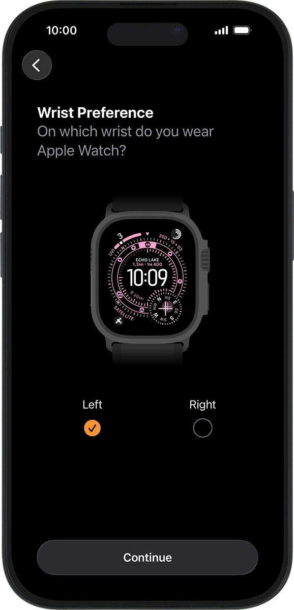 On your phone: Press the required setting and select on which wrist you want to wear your watch.