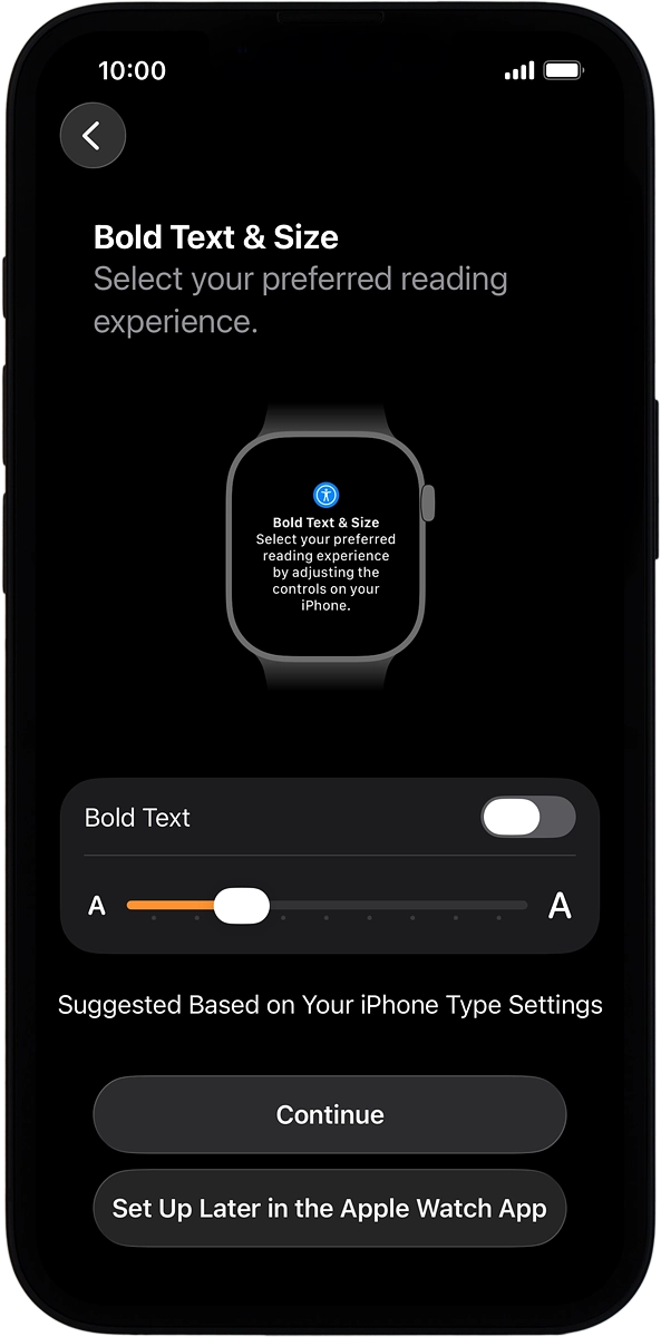 On your phone: Follow the instructions on the screen to select the required settings and press Continue.