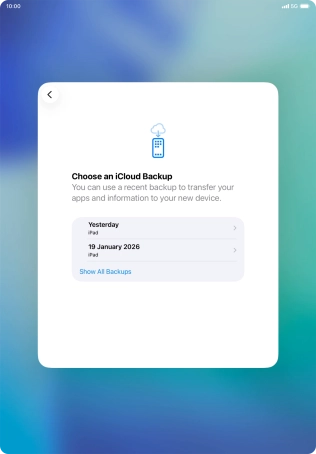 Press the required backup and your tablet restores the content of the selected backup. Subsequently, follow the instructions on the screen to set up your tablet and prepare it for use.