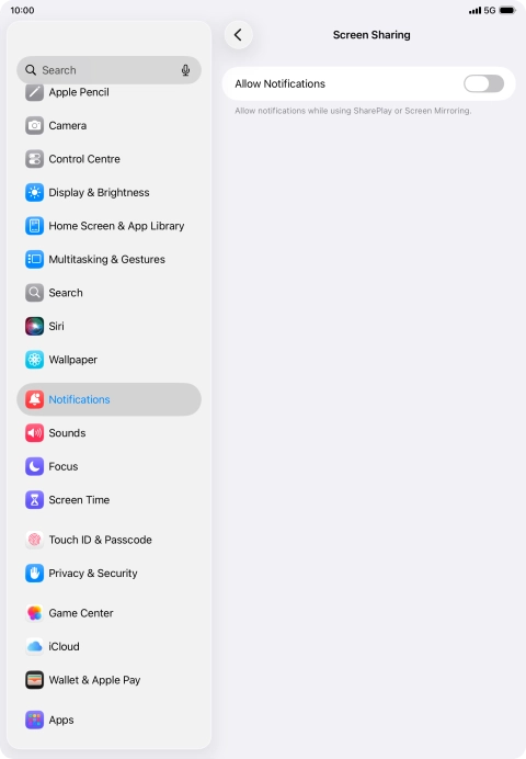 Press the indicator next to 