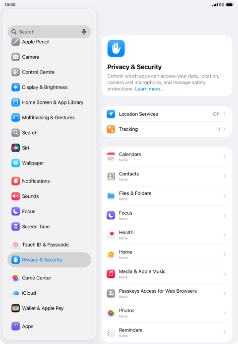 Press Location Services.