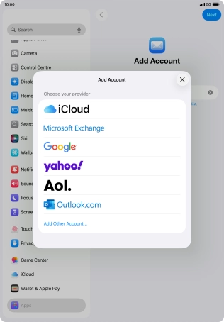 Press Add Other Account... and key in your email address.
