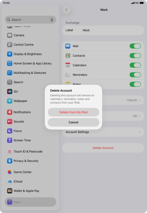 Press Delete from My iPad.