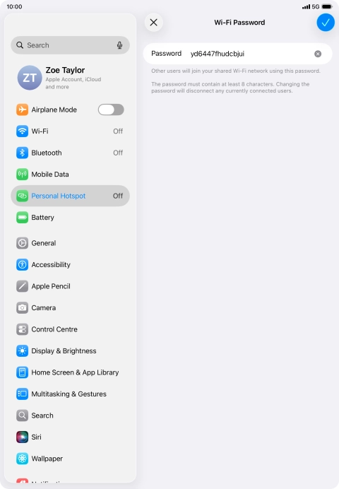 Press the confirm icon.