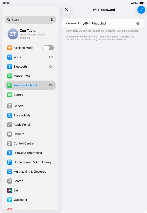 Press the confirm icon.