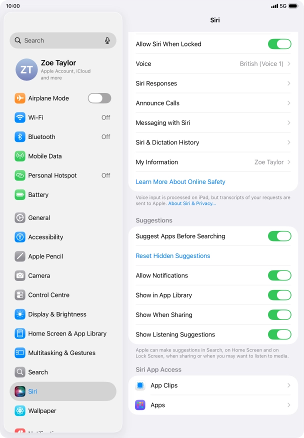 Press the required app.