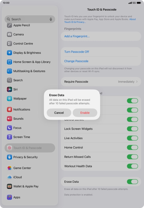 If you turn on the function, press Enable.