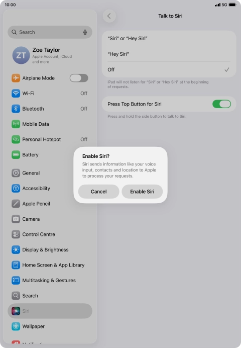Press Enable Siri.