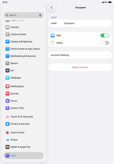 Press Account Settings.