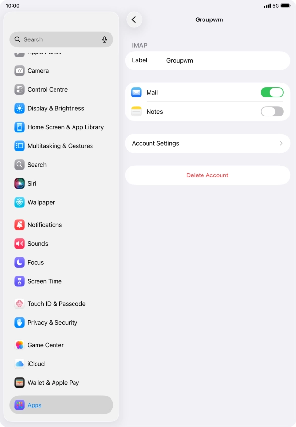 Press Account Settings.