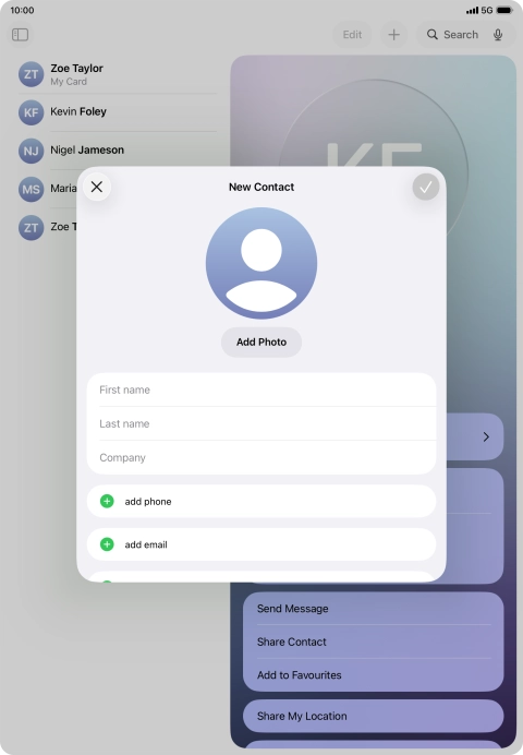 Press First name and key in the first name.