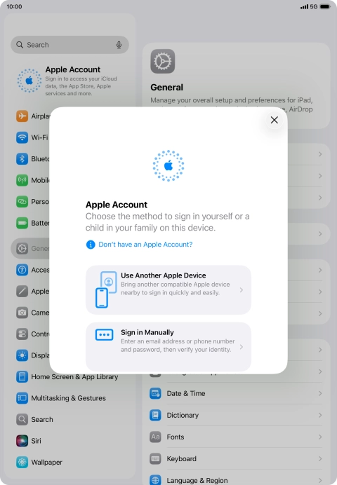 Press Sign in Manually.