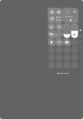Press Add a Control and follow the instructions on the screen to add the required function to Control Centre.