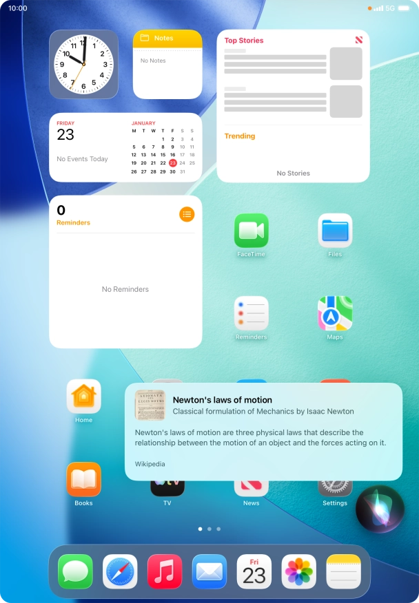 Ask questions or ask Siri to find information on the internet.