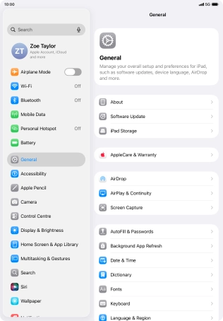 Press Software Update. If a new software version is available, it's displayed. Follow the instructions on the screen to update the tablet software.