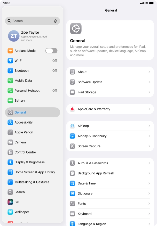 Press Software Update. If a new software version is available, it's displayed. Follow the instructions on the screen to update the tablet software.