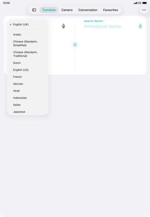 Press the required source language.
