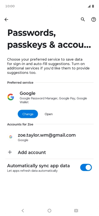 Press Add account. Press Add account.