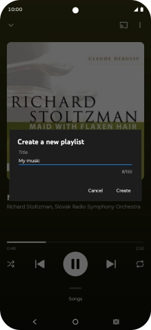 Key in a name for the playlist and press Create.