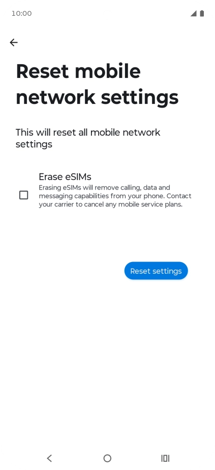 Press Reset settings.