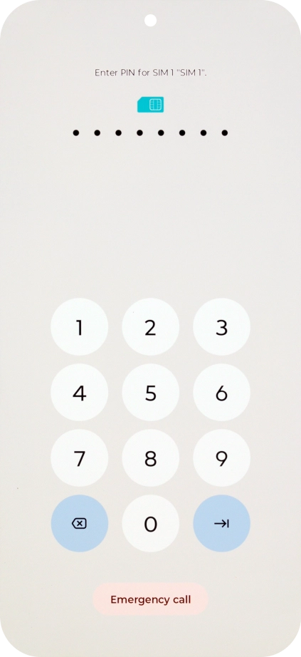 If your SIM is locked, key in your PIN and press arrow right.
