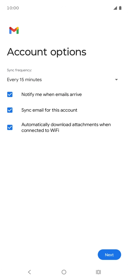 If this screen is displayed, you email account has been recognised and set up automatically. Follow the instructions on the screen to key in more information and finish setting up your phone. If this screen is displayed, you email account has been recognised and set up automatically. Follow the instructions on the screen to key in more information and finish setting up your phone.