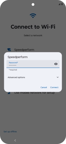 Key in the password for the Wi-Fi network and press Connect.