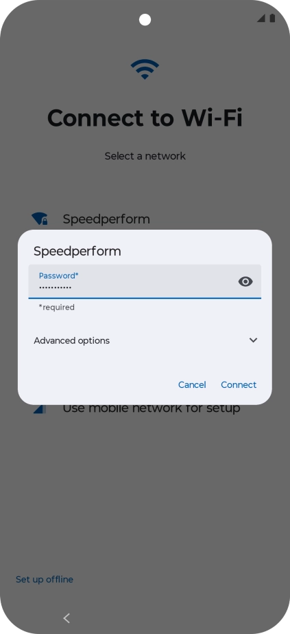 Key in the password for the Wi-Fi network and press Connect.