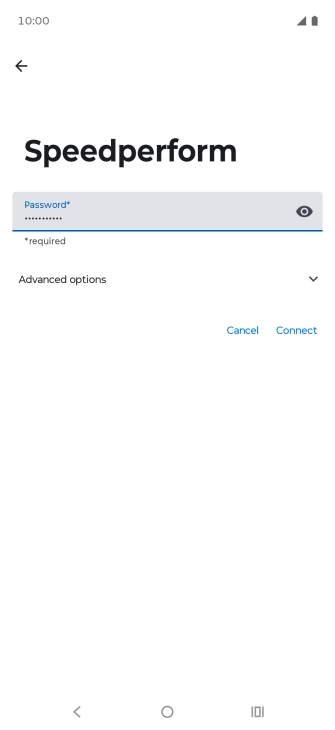 Key in the password for the Wi-Fi network and press Connect.