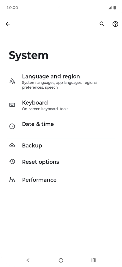 Press Reset options.