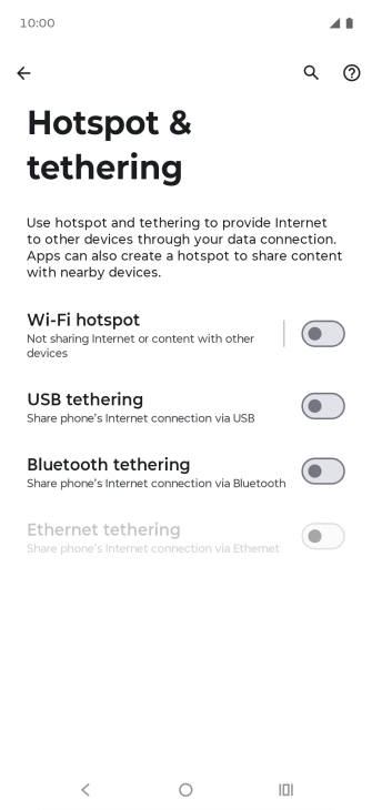 Press Wi-Fi hotspot. Press Wi-Fi hotspot.