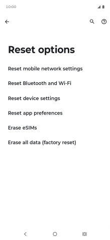 Press Erase all data (factory reset).