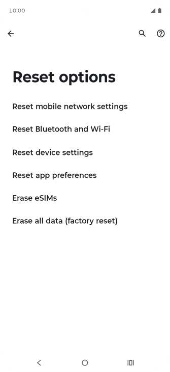 Press Erase all data (factory reset).