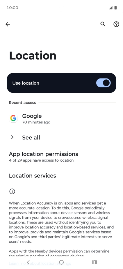 Press App location permissions. Press App location permissions.
