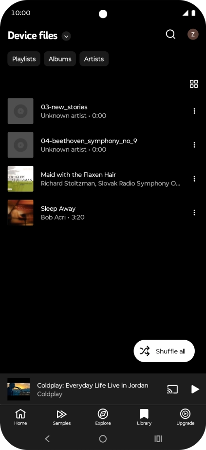 Press the required audio file.