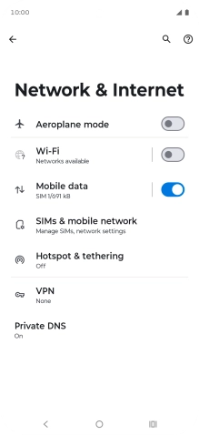 Press SIMs & mobile network. Press SIMs & mobile network.