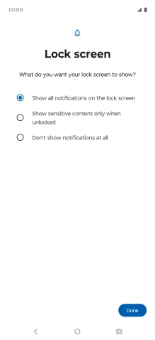 Press the required setting.