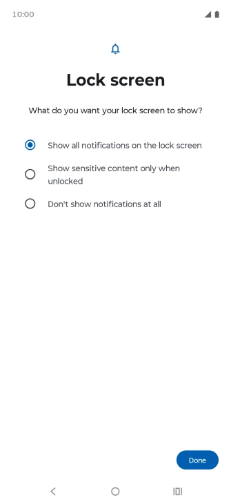 Press the required setting.