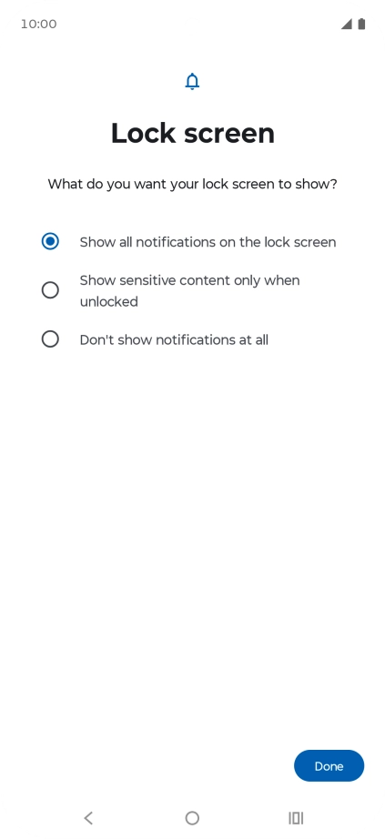 Press the required setting.