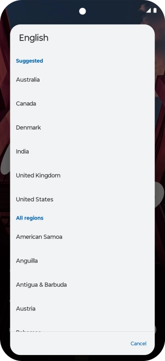 Press the required country or area.