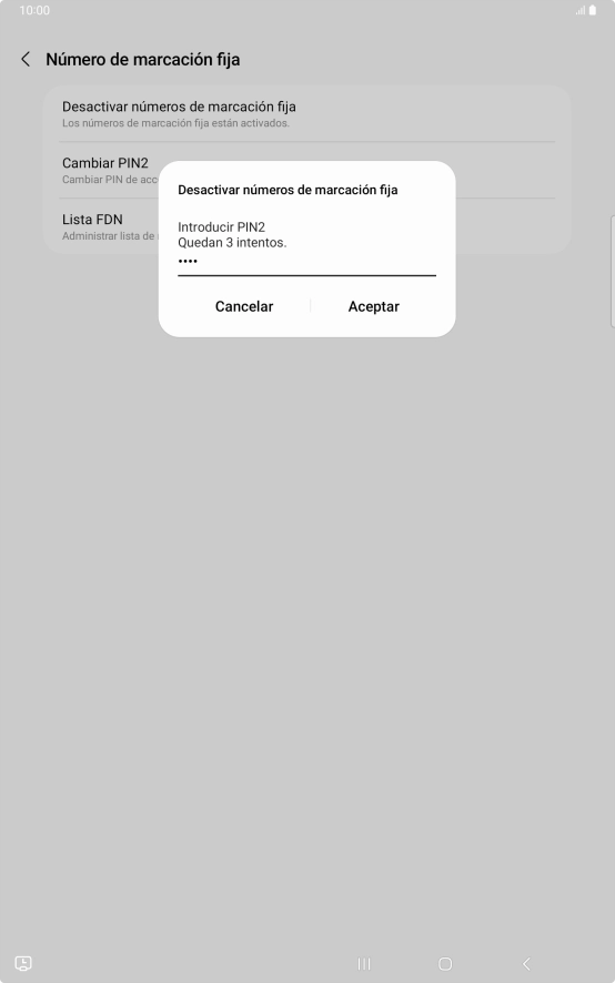 Introduce el código PIN2 y pulsa Aceptar. Introduce el código PIN2 y pulsa Aceptar.