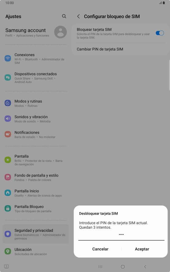 Introduce tu código PIN y pulsa Aceptar. Introduce tu código PIN y pulsa Aceptar.