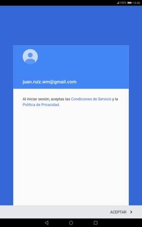 Pulsa ACEPTAR y sigue las indicaciones de la pantalla para seleccionar los ajustes de tu cuenta de Google. Pulsa ACEPTAR y sigue las indicaciones de la pantalla para seleccionar los ajustes de tu cuenta de Google.