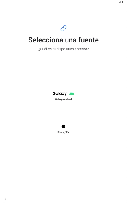 Pulsa el ajuste deseado y sigue las instrucciones de la pantalla para transferir el contenido del otro dispositivo. Pulsa el ajuste deseado y sigue las instrucciones de la pantalla para transferir el contenido del otro dispositivo.
