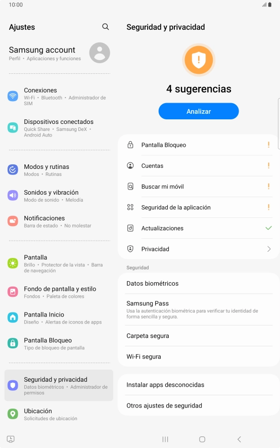 Pulsa Otros ajustes de seguridad. Pulsa Otros ajustes de seguridad.